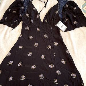 Free people black comb mini dress